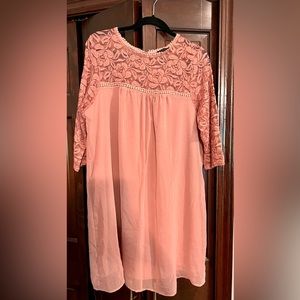 AS U WISH Blush Lace T-shirt Style Dress